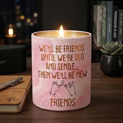 Image of Friendship Candle – Lavender & Vanilla Scented Tin with “We’ll Be Friends” Quote, Cute Pink Gift for Best Friends Women