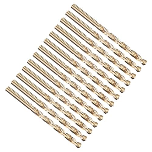 Image of PATIKIL 5.6mm Drill Bit 7/32", M35 Cobalt 5% High-Speed Steel Jobber Straight Shank 135° Gold Finish for Stainless Steel Hard Metal - 13 Pack