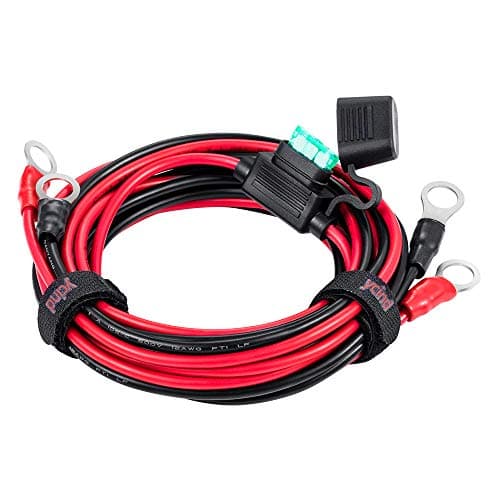 Image of YCIND 3/8" Ring Eyelet Terminal Battery Boost Cable Heavy Duty 30A Fuse 12V/24V 12AWG Cord 6Ft