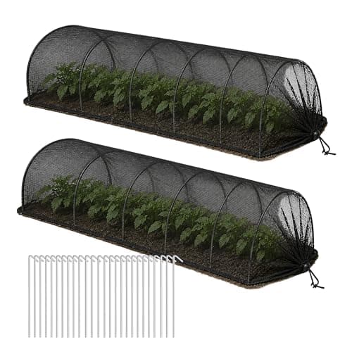 Image of Garden Mile 2pc Grow Tunnel 3m with 20 Pegs – Steel Frame Garden Netting Tunnel 45cm Height, Polyester Mesh Plant Netting for Vegetables, Crops & Outdoor Plant Protection