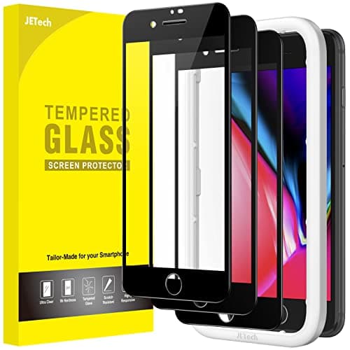 Image of JETech Full Coverage Screen Protector for iPhone 8 Plus/7 Plus 5.5-Inch, Black Edge Tempered Glass Film with Easy Installation Tool, Case-Friendly, HD Clear, 3-Pack (Black)
