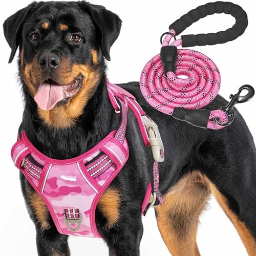 Image of Haapaw Heavy Duty Tactical Dog Harness for Large Dogs, No Pull Adjustable Pet Harness Reflective Service Training Easy Control Pet Vest Military Working Dog Harnesses- Large, Pink Camo