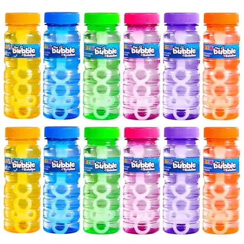 Image of JOYIN 6 pcs Bubble Bottles (4oz/118ml Bubbles Solution), EASTER Bubbles Party Favors for Kids, Bubbles Wand Bulk, Assorted Colors Large Bubble Kit, Toddler Summer Outside Toys Gift for Kids