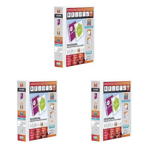 Image of Elba Panorama 70 mm A4+ Presentation 4D Ring Binder - White (Pack of 3)