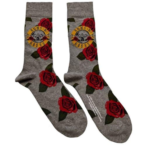 Image of Guns N' Roses Socks Bullet Roses Official Unisex Grey Ankle (UK SIZE 7-11) One Size