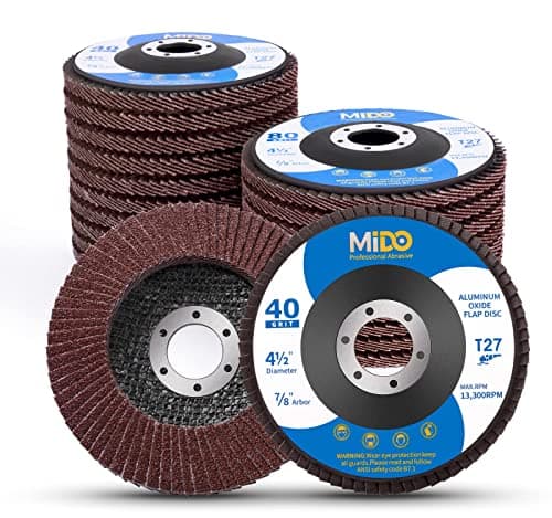 Image of MIDO Professioanl Abrasive Flap Discs 115mm 20 PCS 40/60/80/120 Assorted Grit Grinding Disc for Angle Grinder Type 27 Aluminum Oxide Flap Disc for Sanding Metal Stainless Steel Wood