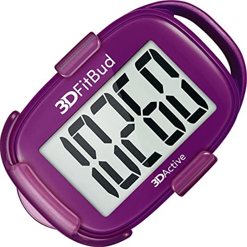 Image of 3DFitBud Simple Step Counter Walking 3D Pedometer By 3DActive with Clip & Lanyard Accurate Step Tracker Large Display Easy to Use for Kids Men Women Adult Seniors Daily Step Tracking - A420S - Plum