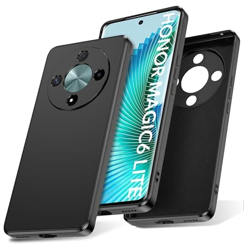 Image of Watana for Honor Magic 6 Lite 5G Case, Soft-Touch Silicone Phone Case, Shockproof, DustProof, Antiskid Full Body Armour Phone Cover with Microfiber Lining for Honor Magic 6 Lite,Black