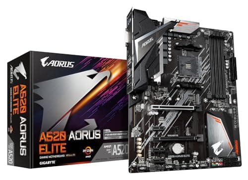 Image of Gigabyte A520 AORUS ELITE Motherboard - Supports AMD Ryzen 5000 Series AM4 CPUs, 5+3 Phases Pure Digital VRM, up to 4733MHz DDR4 (OC), PCIe 3.0 x4 M.2, GbE LAN, USB 3.2 Gen2