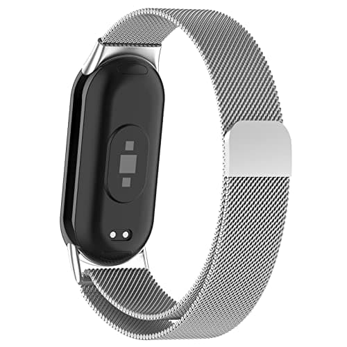 Image of Milanese Magnetic Straps for Xiaomi Smart Band 10/9/8 Strap Men Women,Magnet Stainless Steel Mesh Metal Bracelet Adjustable Waterproof Replacement Sport Wristband Band for mi Band 10/9/8, Silver