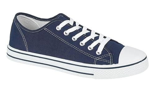 Image of Urban Jacks Mens Canvas Mesh Slip On/Lace-up Espadrilles Casual Low Top Plimsoll Trainers Size 7-12 (Navy Lace-up, UK Footwear Size System, Adult, Men, Numeric, Medium, 7)