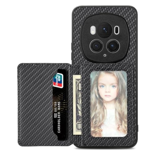 Image of MOJIA Case for Honor Magic 6 Pro / Magic6 Pro, Ultra Thin Flip Card bag Case, TPU Phone Cover, Card Holder Multifunctional Case with Rfid Blocking. Black
