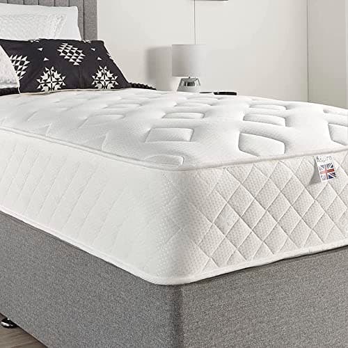 Image of Aspire Beds Comfort Plus Aspire-Cool Touch Memory Foam Bonnell Sprung Value Essentials Spring Hybrid Mattress, White Border, 5ft King Size Mattress (150cm x 200cm)