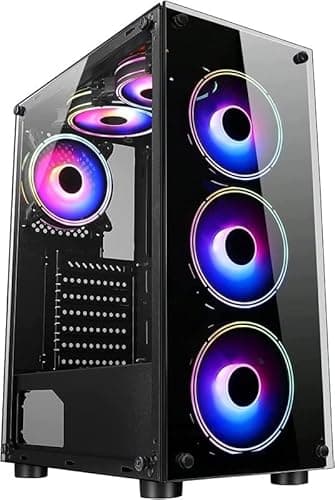 Image of EZZTECH Gaming PC Tower, Intel Core i5 Desktop Computer, NVIDIA GT 730 4GB Graphics Card, 16GB RAM, 128GB SSD + 1TB HDD, RGB Gaming Case, WiFi Ready, Windows 11 Pro, Includes Power Cable & WiFi Dongle