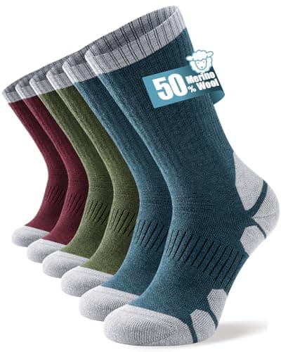 Image of TANSTC Merino Wool Hiking Socks for Men & Women – Breathable Cushioned Crew for Walking, Work & Outdoor, Temperature Regulating, 3 Pairs, OEKO-TEX Certified