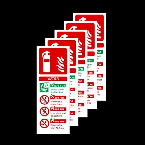 Image of 5x Water Fire Extinguisher ID 85x210mm Rigid Plastic Signs