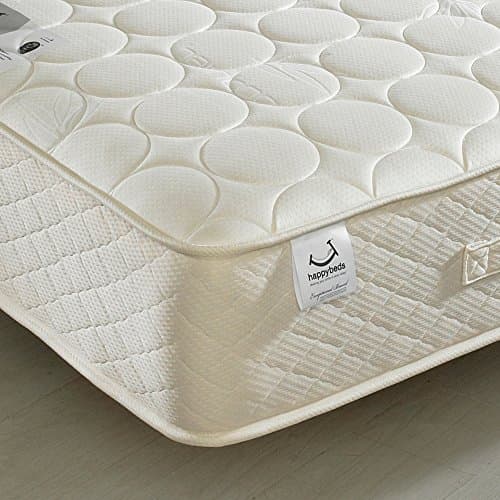 Image of Bamboo Quilted Open Coil Spring, Happy Beds Mirage Medium Tension Mattress with Natural Fillings - 3ft Single (90 x 190 cm)