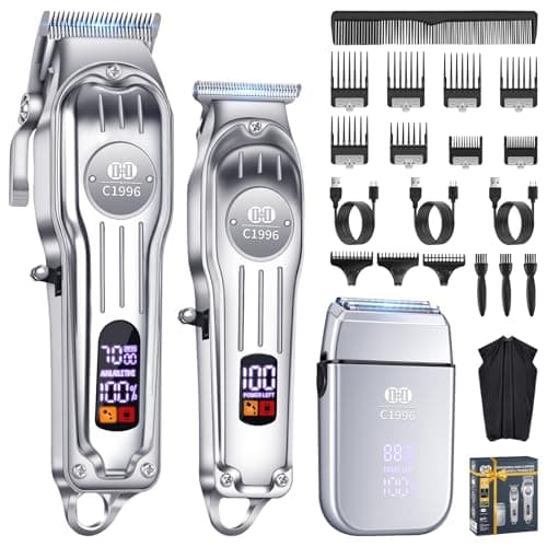Image of CIICII Mens Hair Clippers and Trimmers Set, Professional Cordless Barber Clippers for Hair Cutting Kit (Electric Razor Shavers & Beard/Hair Trimmer Haircut Kit) Clippers for Men DIY Home Salon