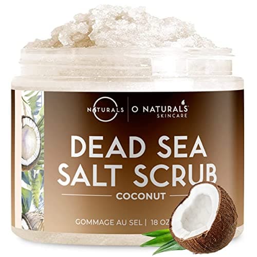 Image of O Naturals Coconut Dead Sea Salt Body Scrub – Natural Body Exfoliator Scrub, Skin Exfoliating Products for Body & Feet, Foot Exfoliator Scrub, Hydrating Body Scrub