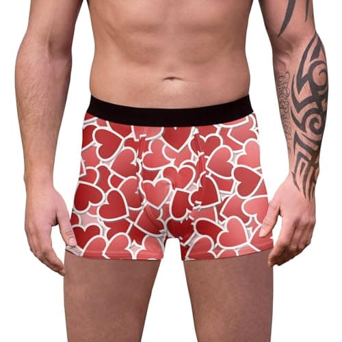 Image of WILLBEST Valentines Mens Boxers Shorts Underwear Love Heart Print Funny Man Gift Men Cotton Trunks Boxer Briefs Valentine's Day Gifts for Him Husband Boyfriend Father