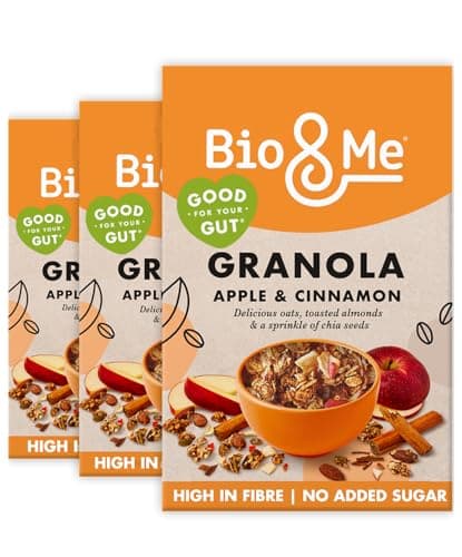 Image of Bio&Me Apple and Cinnamon Granola 3-Pack (3 x 360g) – Vegan, High Fibre, No Added Sugar, Gut-Loving Breakfast Cereal