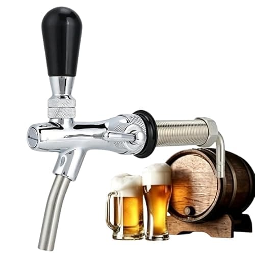 Image of Vibrivio Chrome Plated Beer Tap, Adjustable Draft Faucet with Flow Control, 98.5mm Long Shank Stainless Steel Keg Faucet, G5/8 Thread Draft Tap, Anti-Drip Seal, for Kegerator Home Bar Brewery