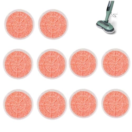 Image of Sgizoku S6002UK Steam Mop Pads Compatible with Shark Steam Mop Cover Replacement,Heavy Scrub Pad,Reusable Steam & Scrub Cleaning Pads,Super Friction Orange Velvet+ Nylon Yarn Pads,10Pack