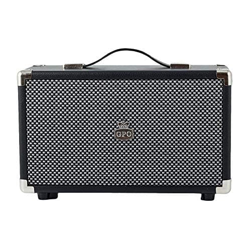 Image of GPO Westwood Retro Bluetooth Speakers, 25 Watt Portable Speaker with Subwoofer, RCA input, Retro Grille, Carry Handle, Black