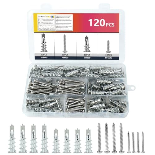 Image of 120 Pcs Heavy Duty Plasterboard Fixings Heavy Duty Plasterboard Wall Plugs and Screws Set, Metal Self Drilling Anchor Screws, Plaster Board Wall Fixings, Drywall Fixingss