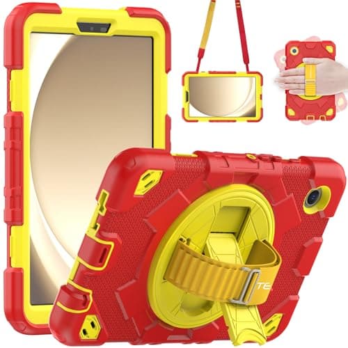 Image of TECHGEAR SUPE Case fits Samsung Galaxy Tab A9 8.7" (SM-X110 / SM-X115) Tough Rugged HEAVY DUTY Shockproof Fun Case for Kids Boys Girls with 360 Rotating Stand, Hand Strap & Shoulder Strap