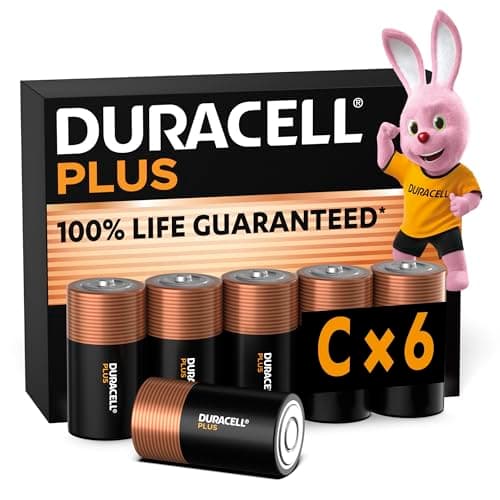Image of Duracell Plus C Batteries (6 Pack) - Alkaline 1.5V - 100% Life Guaranteed - Reliability For Everyday Devices - 0% Plastic Packaging - 10-Year Storage - MN1400