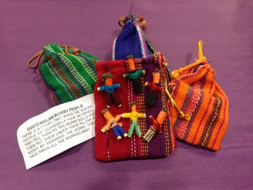 Image of Set of 6 Worry dolls in a Colourful Pouch