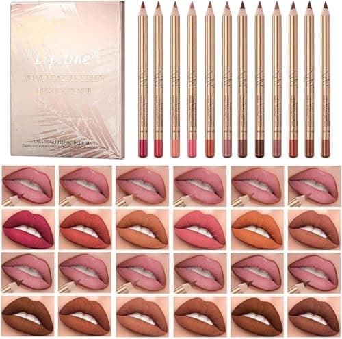 Image of 12 PCS Lip Liner Gloss Set, Lipstick Pencil Lip Liners Stain, Smooth Lips Stain for Women. Perfect for Everyday Wear