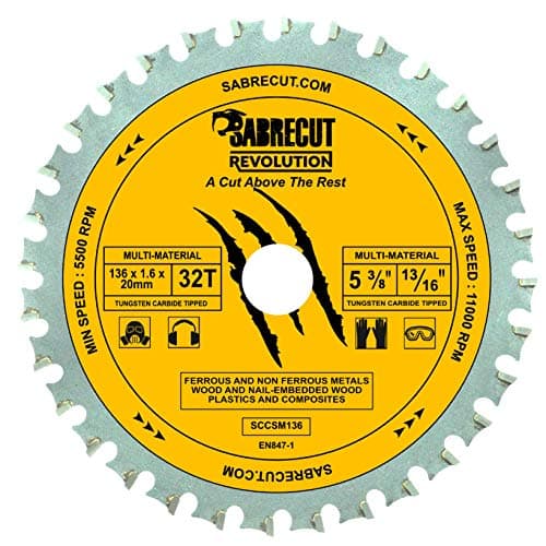 Image of 1 x SabreCut SCCSM136_32 136mm 32T x 20mm 16mm Bore Multi-Material Metal Wood Plastic Circular Saw Blade