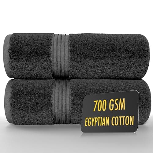 Image of ALSAP Charcoal Bath Towels Set Of 2 (130x70cm) – 700 GSM Super Absorbent Egyptian Cotton Bath Sheets – Hotel Quality Quick Dry Bathroom Towels for Home, Spa, Gym, Beach & Swimming Pool