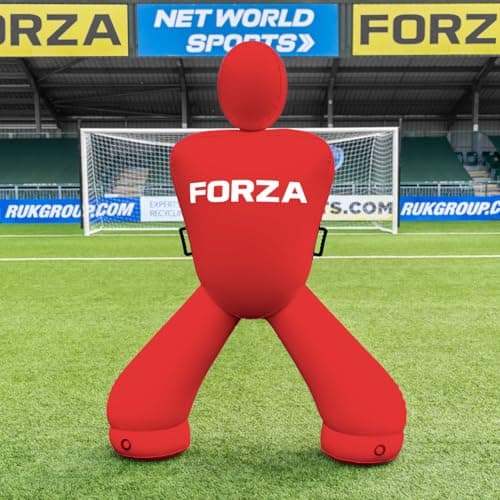 Image of FORZA GK Inflatable Mannequin [4x Colours] | Commercial-Grade PVC Goalkeeper Training Aid - Weather-Resistant Football Dummy for Shot Stopping Practice (Mannequin with Carry Bag, Red)