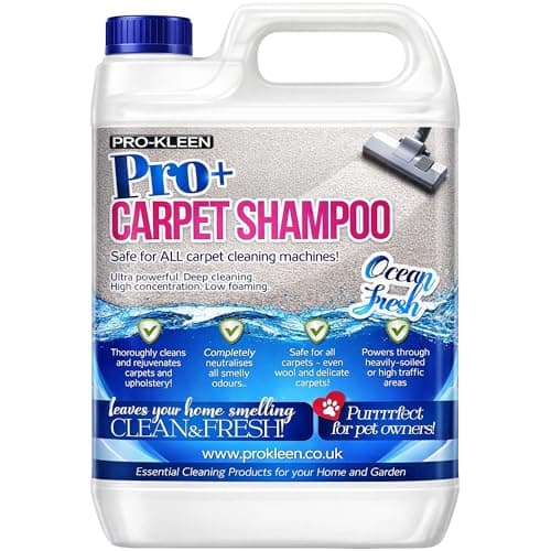 Image of Pro-Kleen Pro+ Carpet Cleaner Shampoo 5L and Upholstery Cleaning Solution, Suitable for Homes with Pets, 4 in 1 Concentrate – Compatible with all Machines 5L (Ocean Fresh)