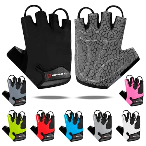 Image of Cycling Gloves Half Finger Unisex Padded Grips Palm Bicycle Summer Riding MTB Bike Gloves for Men Women Non-Slip Fingerless Short Mountain Bike Ride Sports Hiking Mitts Climbing Gym (Black, L)