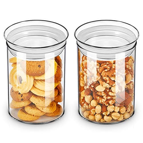 Image of ZENS 27oz Glass Jars with Airtight Lid Set of 2, Clear Glass Storage Containers, Glass Kitchen Canisters with Airtight Lids, Coffee Jars for Brown Sugar, Pantry Organization
