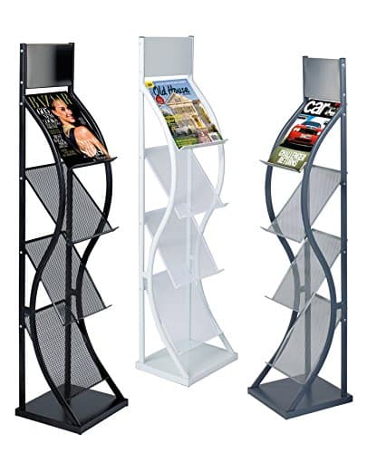 Image of Wonderwall Curved Freestanding Leaflet Dispenser - Literature & Brochure Holder - 4 x A4 (White) - Literature Stand - Ideal for Reception, School, Office