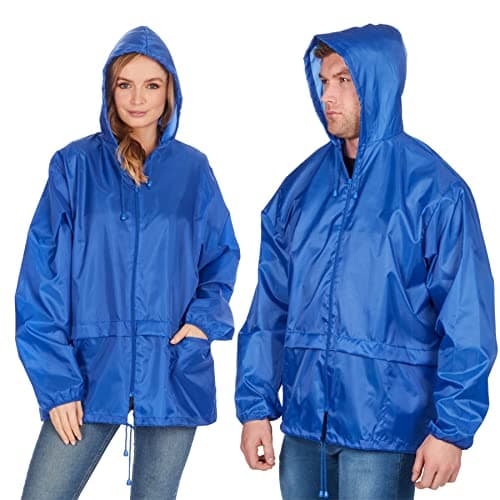 Image of Style It Up Unisex Mens Ladies Water Resistant Plain Raincoat Kagools Jacket Hooded Cagoule (Royal, M)