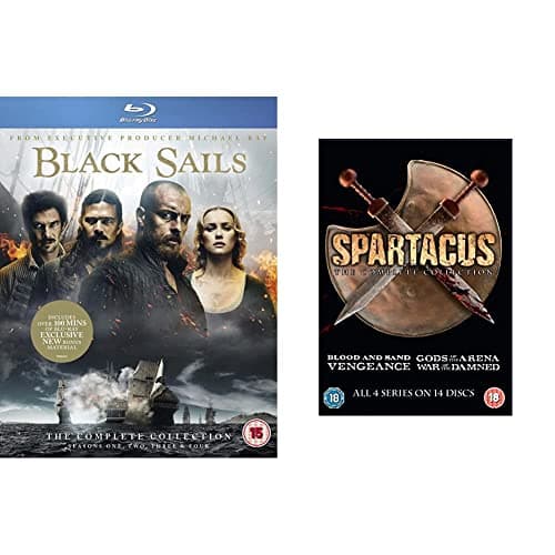 Image of Black Sails: The Complete Collection (Seasons 1-4) [Blu-ray] & spartacus complete slim edition [DVD] [2017]