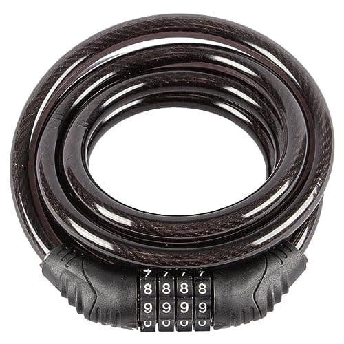 Image of Blackspur 1x Black 1.8m Steel Combination Cable Lock - Long Wire Bike Bicycle Luggage Suitcase Security Shackle Key Code Padlock