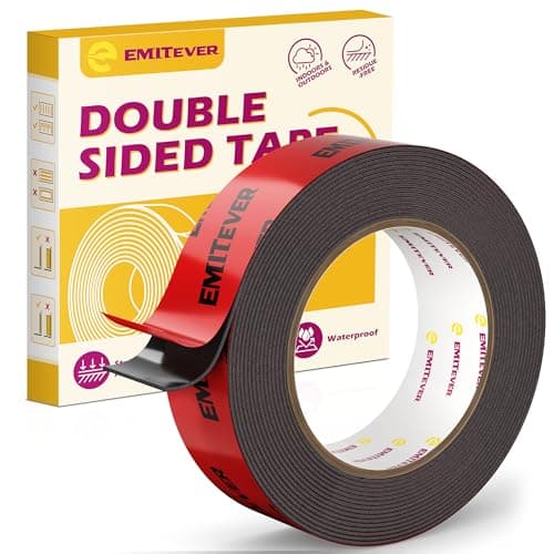 Image of Emitever Heavy Duty Double Sided Tape - 19mm x 5m x 1.2mm Extra Strong Mounting Tape, Waterproof Acrylic Foam Tape for Automotive/Car, LED Strips, Home & Office Decor (Indoor/Outdoor Use)