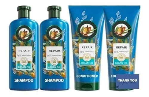 Image of Argan Oil Repair Shampoo 350ml x2 & Conditioner 250ml x2 - Hair Care Set for Damaged, Dry, or Color-Treated Hair - Nourishing Formula for Softness, Shine & Strength