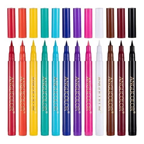 Image of Angicolour 12 Coloured Eyeliner Set, Neon Liquid Eyeliner, Highly Pigmented, Waterproof, Matte, Smudge-proof, Perfect for Wedding Party (12 Colors)