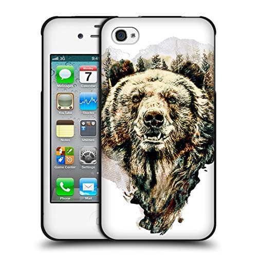 Image of Head Case Designs Officially Licensed Riza Peker Bear Animals Black Soft Gel Case Compatible With Apple iPhone 4 / iPhone 4S