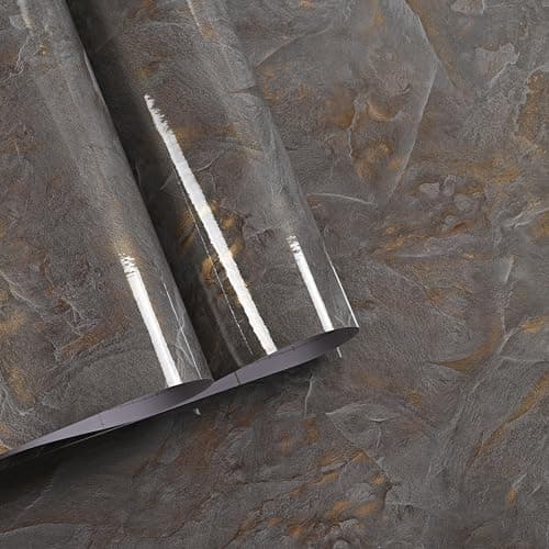 Image of 70 x 300 cm Grey Marble Vinyl Wrap for Kitchen Worktop, Gloss Worktop Vinyl Covering, Self Adhesive Sticky Back Plastic Roll for Kitchen Worktop Covering, Cupboard, Furniture and Table