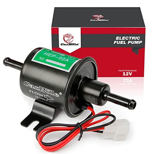 Image of CarBole Electric Fuel Pump 4-7 PSI,HEP-02A,Universal Petrol Pump Fit for Diesel and Gasoline,Pure Copper Wire,8mm Inlet and Outlet Size Compatible with 12V Devices(Black)