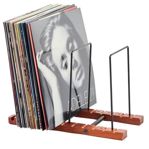 Image of JETAINE Vinyl Record Storage, Display Up to 50 LP Albums DVDs CDs, Wood Vinyl Holder lp Storage Box, Book Display Stand Storage, Shelf Record Stand Cabinet Case for Modern Home Office Desktop Decor
